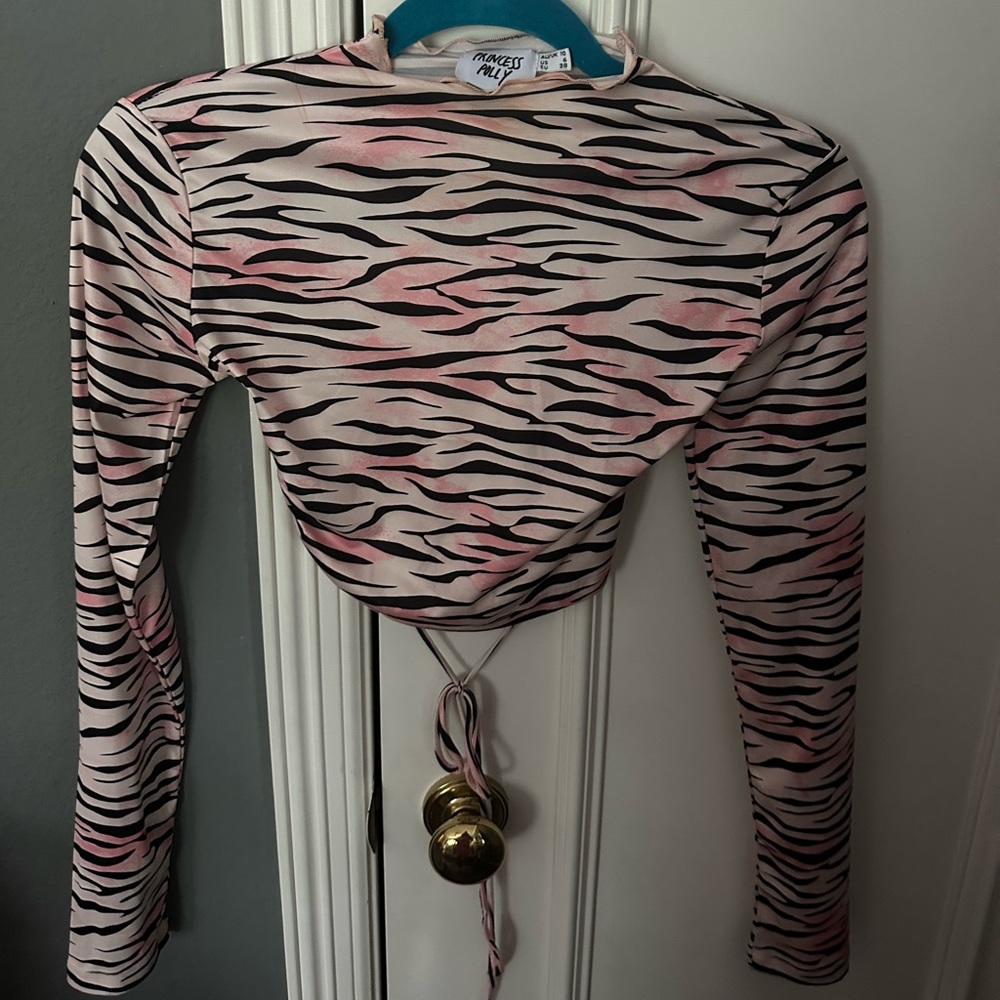 princess polly backless zebra top
